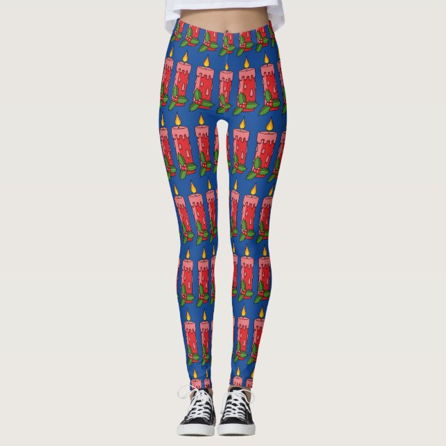 Red Pillar Candle jul med Holly Leggings (Framsida)