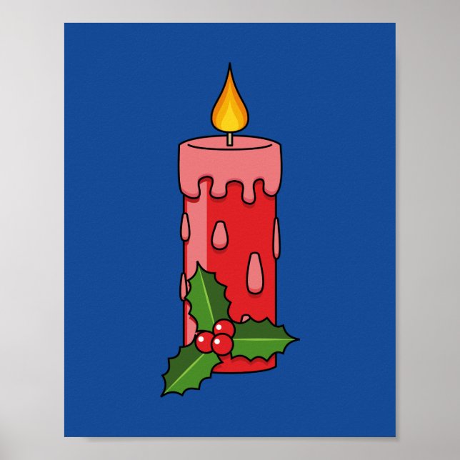 Red Pillar Candle jul med Holly Poster (Framsidan)