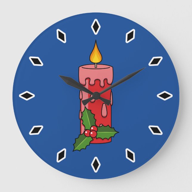 Red Pillar Candle jul med Holly Stor Klocka (Framsida)