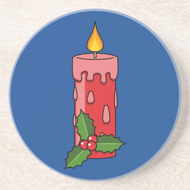 Red Pillar Candle jul med Holly Underlägg (Framsidan)