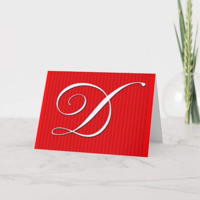 Red Pin Rand Monogram Notecard - första D Anteckningskort (Framsida)