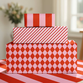 Red Pink Argyle Wrapping Paper Presentpapper