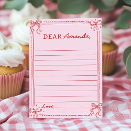 Red Pink Bow Cake Time Capsule Note Message Card Tack Kort