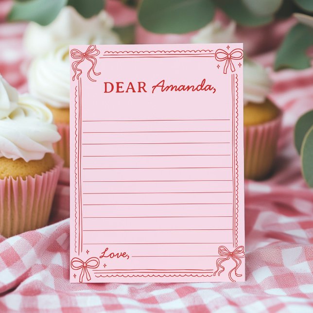 Red Pink Bow Cake Time Capsule Note Message Card Tack Kort (Skapare uppladdad)