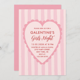Red Pink Hand Drawn Galentine's Girls Night  Party Inbjudningar