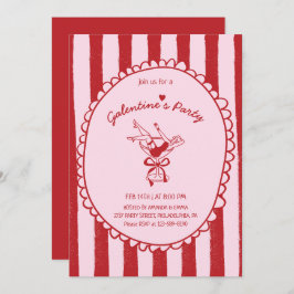 Red Pink Hand Drawn Galentine's Party Inbjudningar