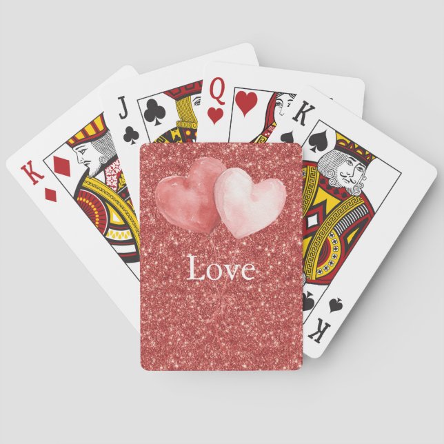 Red Pink Heart Balloons Glitter   Casinokort (Baksidan)