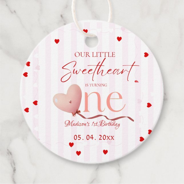 Red Pink Heart Valentine's Day Sweetheart Birthday Gåvor Etiketter (Framsida)