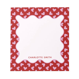 Red Pink Hearts Pattern Valentine Gift Notepad Anteckningsblock