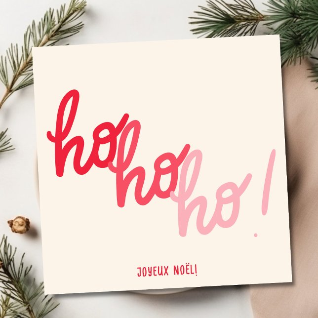 Red Pink Hohoho Joyeux Noel Script Christmas Card (Skapare uppladdad)