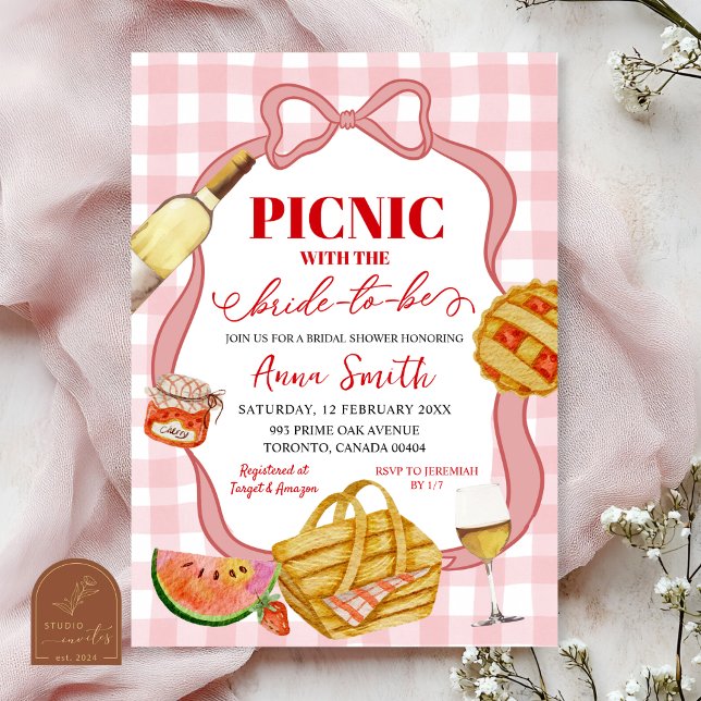 Red Pink Italian Picnic That's Amore Bridal Shower Inbjudningar (Skapare uppladdad)