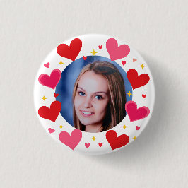 Red Pink Love Hearts Custom Photo Personalized Knapp