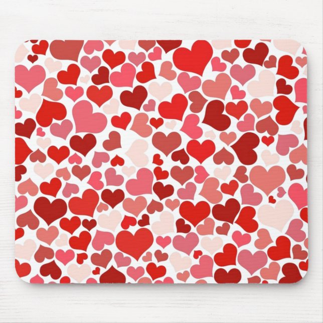 Red Pink Love Hearts Mosaic Musmatta (Framsidan)