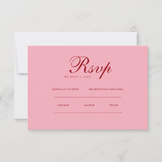 Red pink Minimalist Elegant | RSVP & QR Website OSA Kort (Framsida)