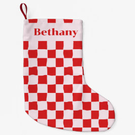 Red Pink Retro Groovy Liten Julstrumpa