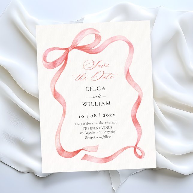 Red pink ribbon bow  spara datumet (Skapare uppladdad)