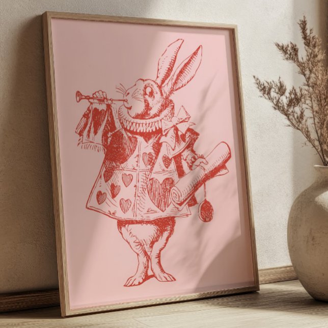 Red& Pink Storybook Vintage Rabbit Illustration Poster (Skapare uppladdad)