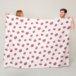 Red Pink Strawberry Pattern Cute Flowers Fleecefilt