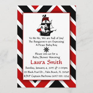 Red Pirat Baby Shower-inbjudan Inbjudningar