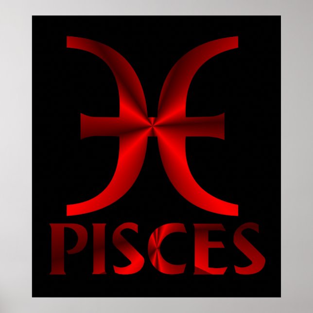 Red Pisces Horoscope Symbol Poster (Framsidan)