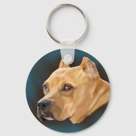 Red Pitbull Hund Nyckelring