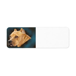 Red Pitbull Hund Returadress Etikett