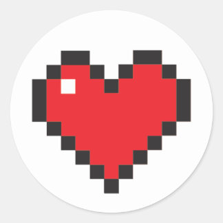 Red Pixel Heart Sticker Runt Klistermärke