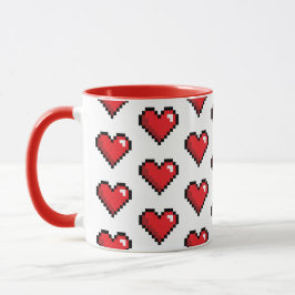 Red Pixel Heart Video Game Mugg