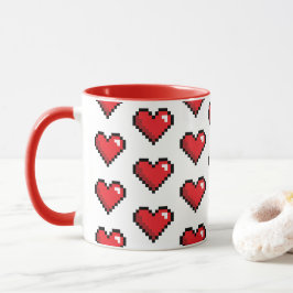 Red Pixel Heart Video Game Mugg