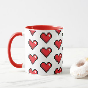 Red Pixel Heart Video Game Mugg