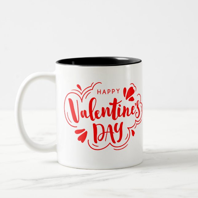 Red Pixelated Valentine Day Art Två-Tonad Mugg (Vänster)