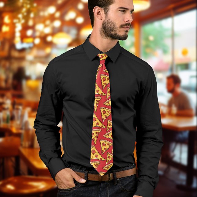 Red Pizza Tecknad Roligt och Snyggt Slips (Red Pizza Cartoon Fun & Stylish Neck Tie)