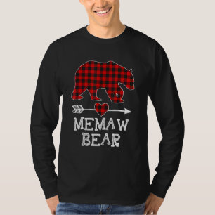 Red Plade Memaw Bear Matching Pajama-familjen T Shirt