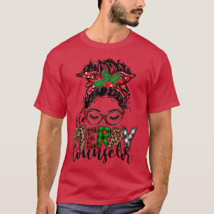 Red Plade One Merry Counselor Messy Bun jul T Shirt