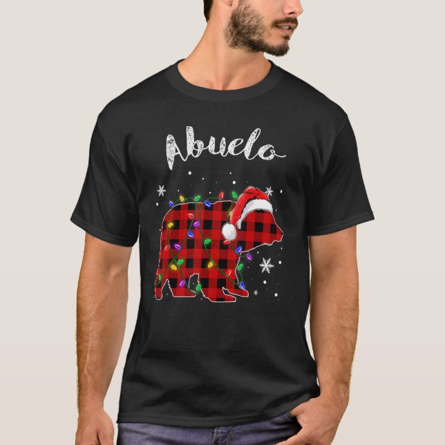Red Plaid Abuelo Bear Matching Family Christmas Pa T Shirt (Framsida)