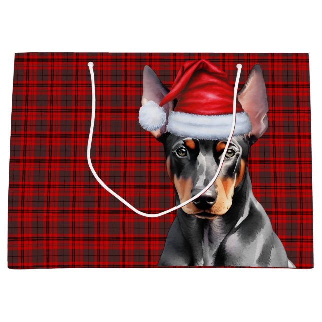 Red Plaid and Doberman Pinscher Dog Lover Holiday (Framsidan)