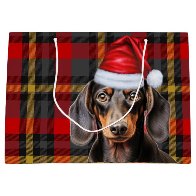 Red Plaid and Smooth Dachshund Dog Lover Holiday (Framsidan)