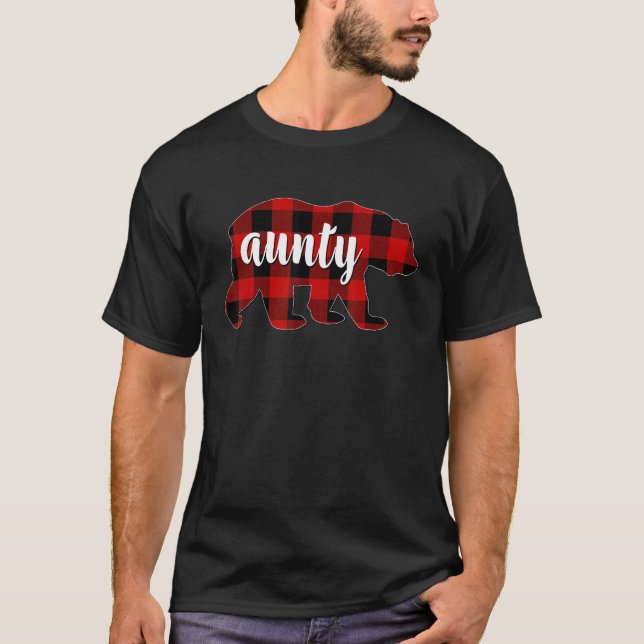 Red Plaid Aunty Bear Matching Family Buffalo Chris T Shirt (Framsida)