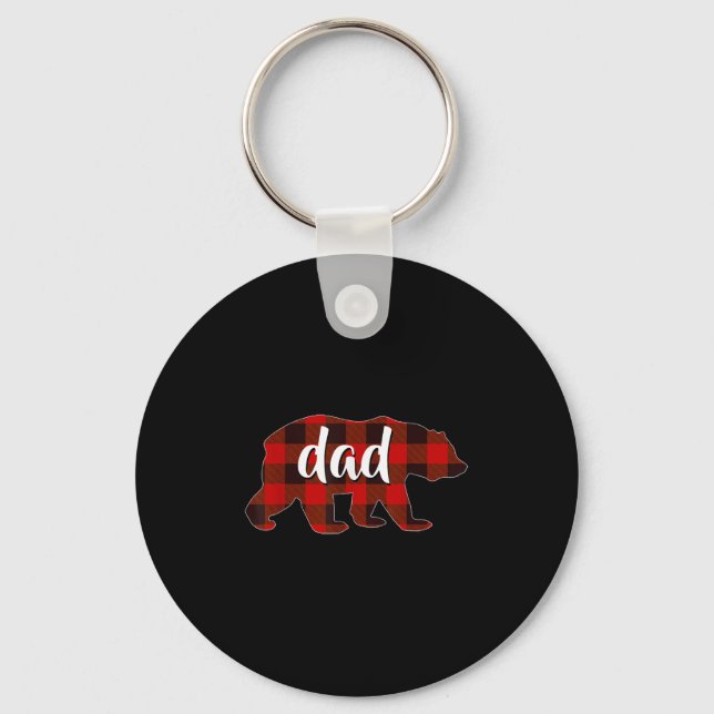 Red Plaid Dad Buffalo Matching Family Papa Pyjamas Nyckelring (Framsida)