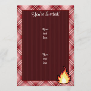 Red Plaid Fire Flame Inbjudningar
