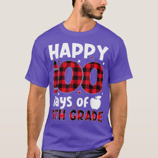 Red Plaid Happy 100th Day Of 5th Grade Teacher Stu T Shirt