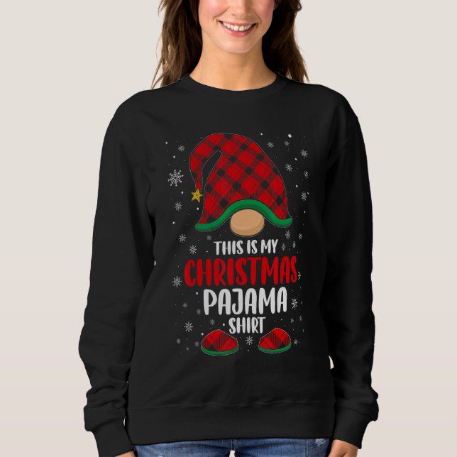 Red Plaid Hat Gnome Cute Christmas Day Apparel T Shirt (Framsida)