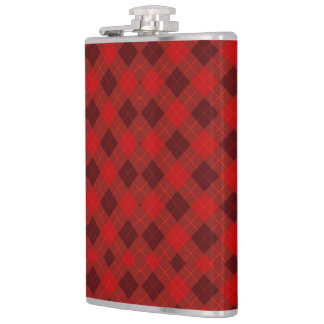Red plaid hip flask with a metal cap fickplunta