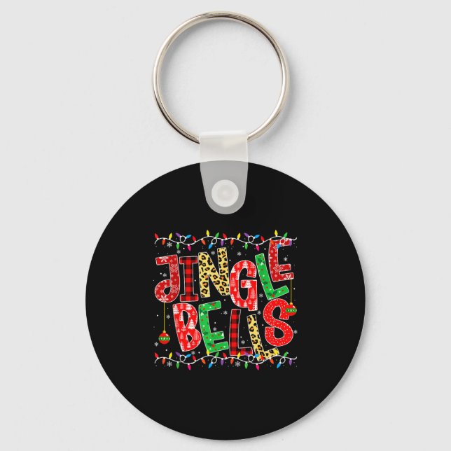 Red Plaid Jingle Bells Christmas Matching Family P Nyckelring (Framsida)