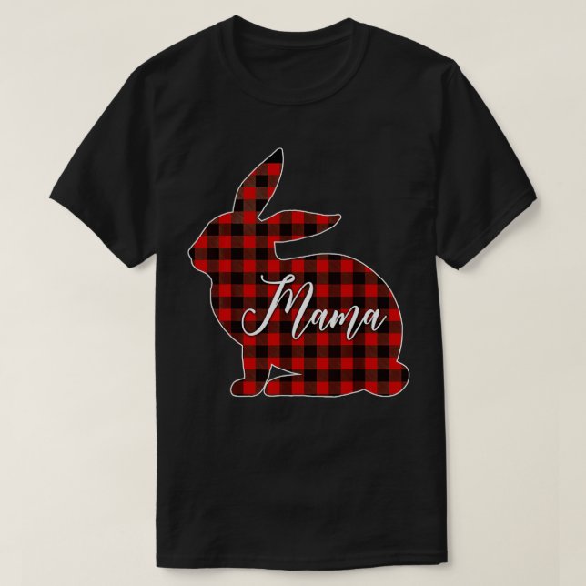 Red Plaid Mama Bunny - Matching Pajama Rabbit Mama T Shirt (Design framsida)