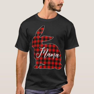 Red Plaid Mama Bunny - Matching Pajama Rabbit Mama T Shirt