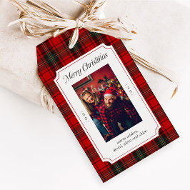 Red Plaid Merry Christmas Favor Tags Presentetikett