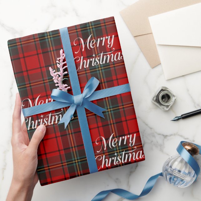 Red Plaid Merry Christmas Presentpapper (Gifting)