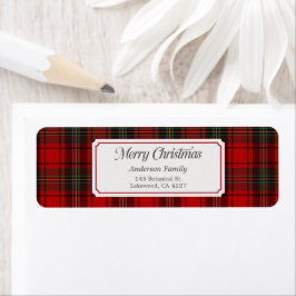 Red Plaid Merry Christmas Return Address Label Returadress Etikett