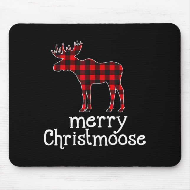 Red Plaid Merry Christmoose Christmas T Shirt Moos Musmatta (Framsidan)